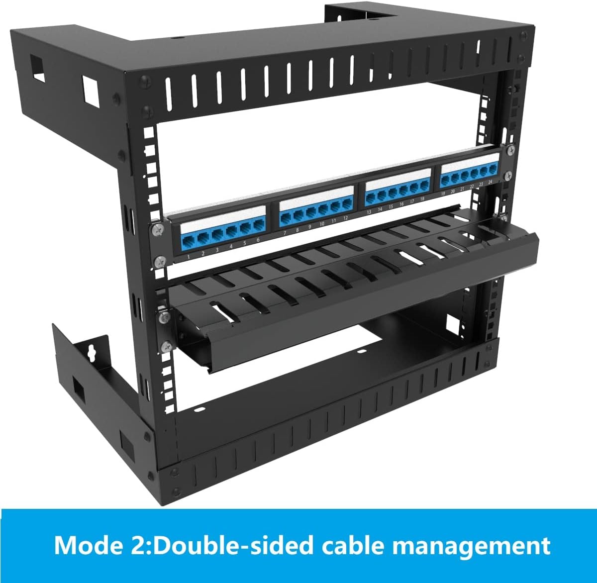 All Metal 1U 19" Server Rack Cable Manager 12 Larger Slots