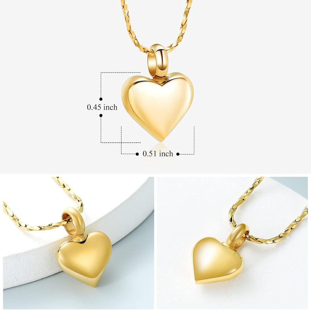 Small Heart Urn Necklace for Ashes Cremation Jewelry for Women Stainless Steel Pendant Memorial Ash Holder Loved Ones