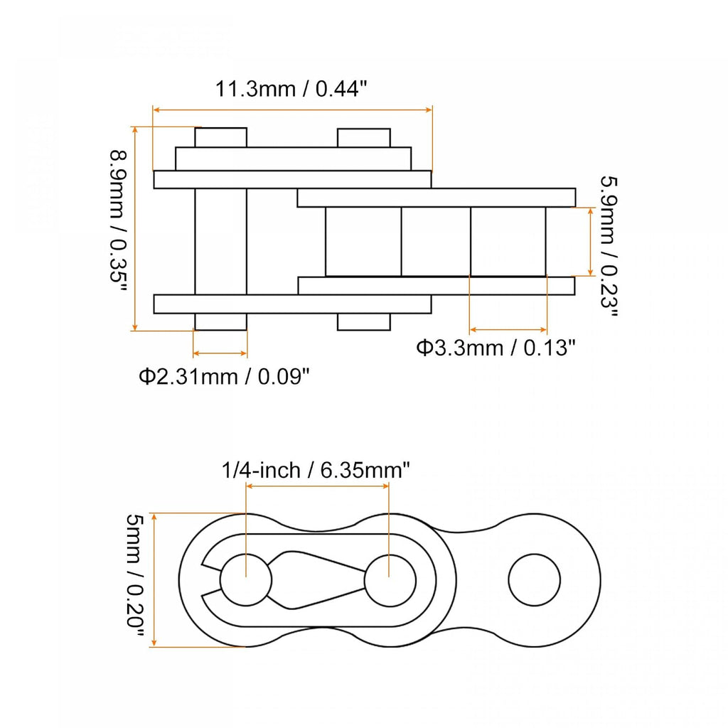 uxcell 8Pcs #25 Chain Master Connector Link Roller, 1/4" Pitch Carbon Steel, Standard Connecting Split Links for 04C Chain