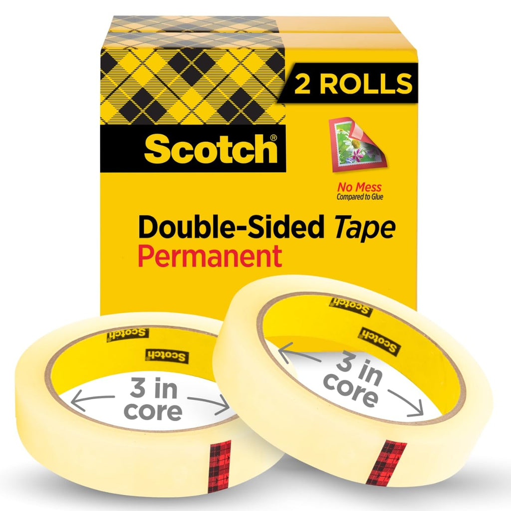 Double Sided Tape, 0.75 in. x 1296 in., 2 Refill Tape Rolls
