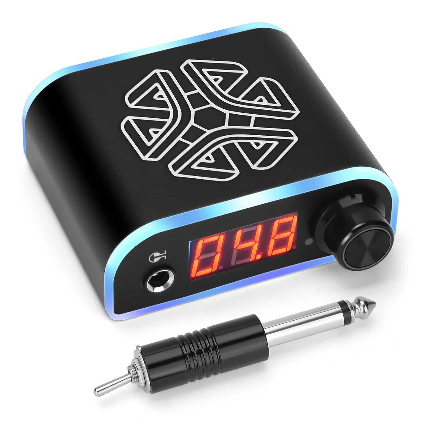 Tattoo Power Supply with Tattoo Pedal Colorful Light Power Cable for Tattoo Machine Pen Liner and Shader (Black)