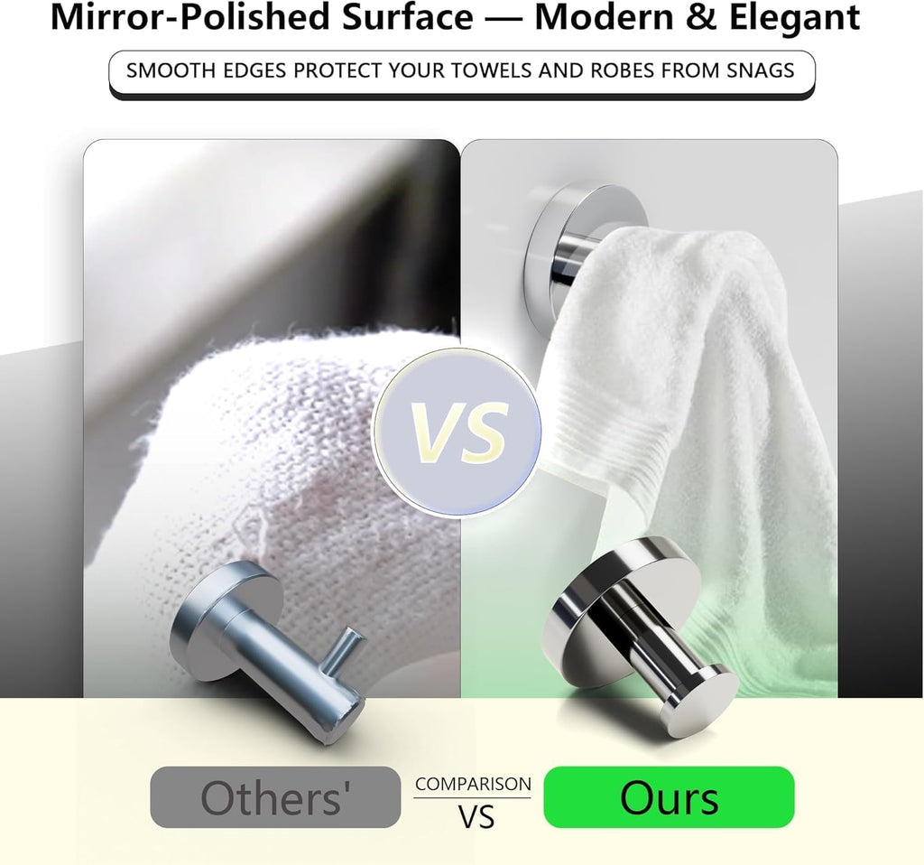Towel Hooks for Bathrooms, 2 Packs Wall Mount Towel Holder, Stainless Steel Heavy Duty Wall Hooks, Rustproof Door