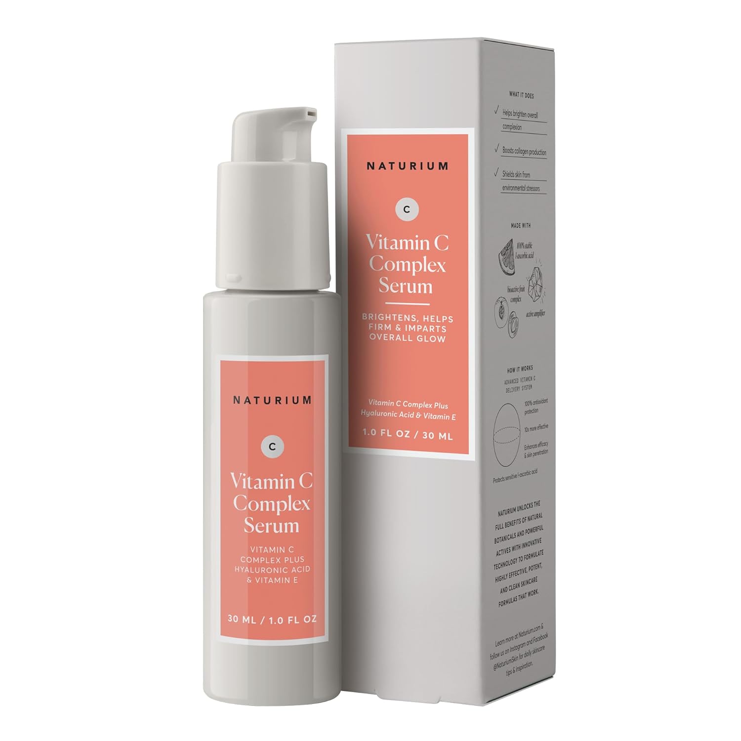 Vitamin C Complex Face Serum, Plus Hyaluronic Acid & Vitamin E, Anti Aging Skin Care Treatment, 1 oz