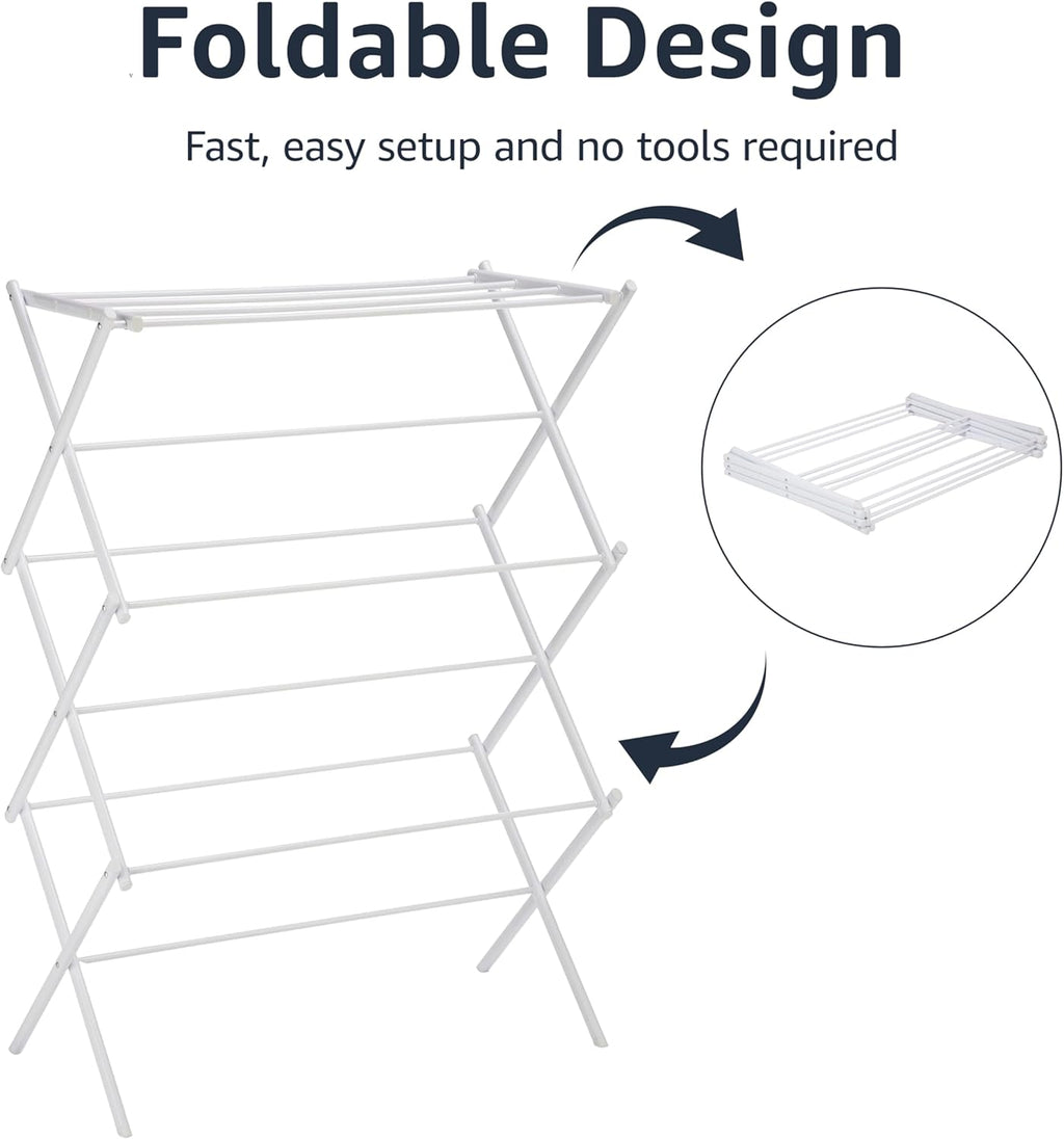 Foldable Portable Clothes Drying Rack for Indoor Air Drying, Collapsible Design, 14.5" D x 29.5" W x 41.8" H, White