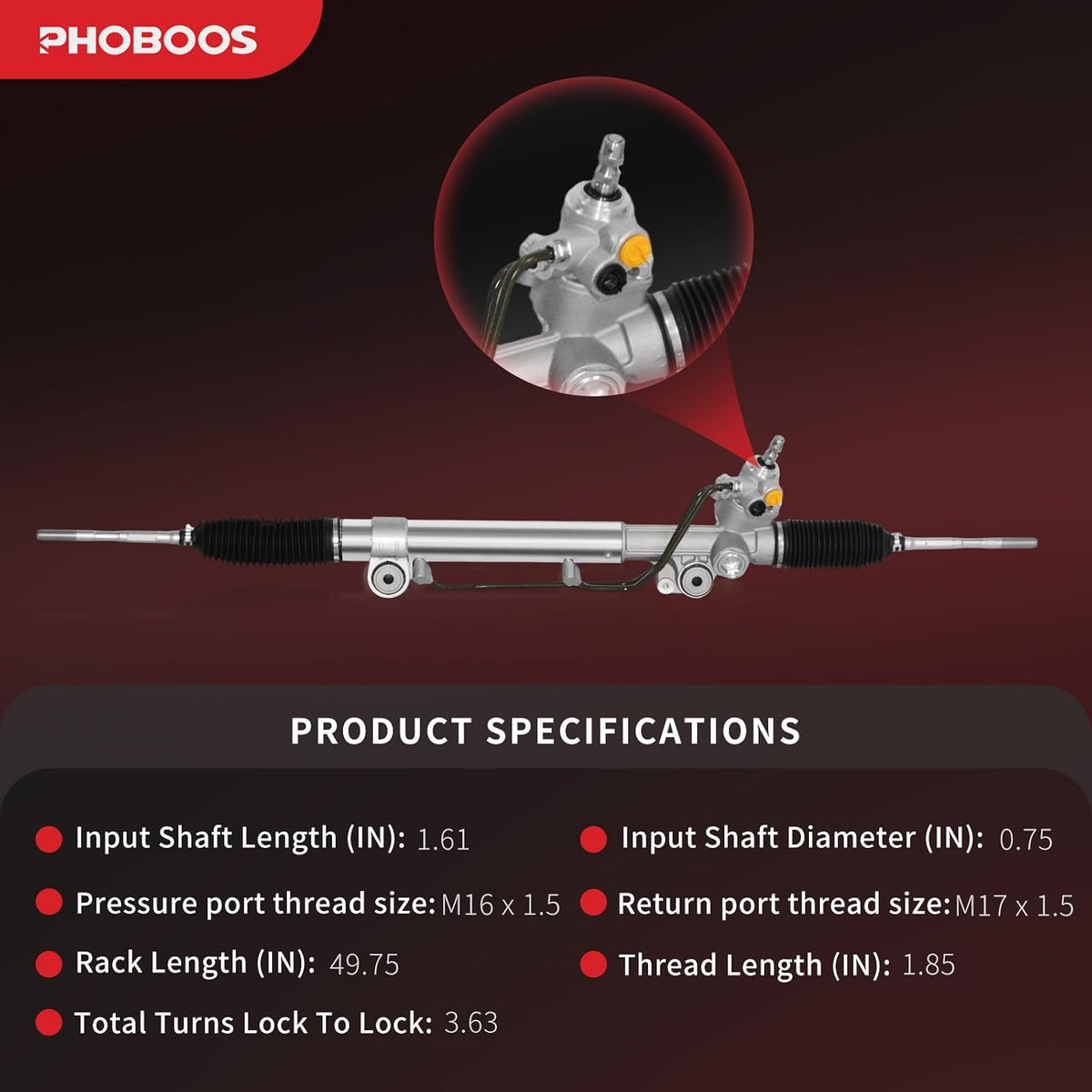 PHOBOOS Hydraulic Power Steering Rack and Pinion Fit for Toyota Tacoma