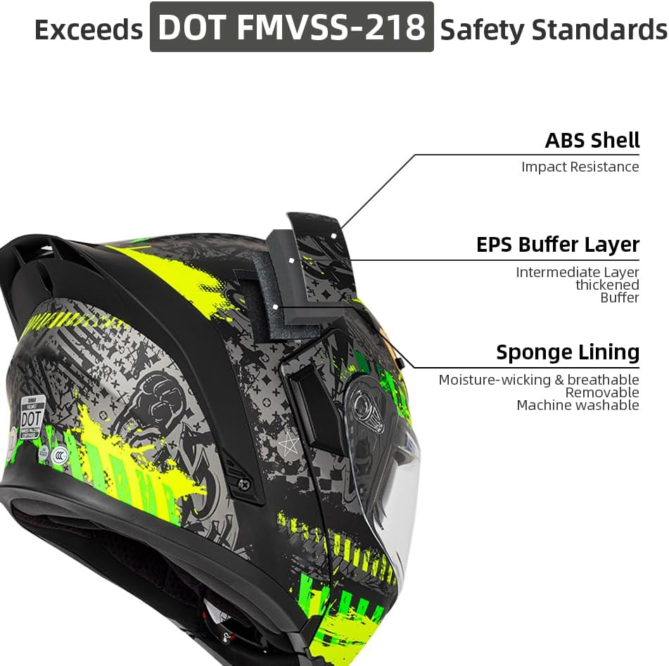 Modular Motorcycle Helmets with Bluetooth for Men Women Adults | DOT Approval, Flip Up Dual Visor, Full Face