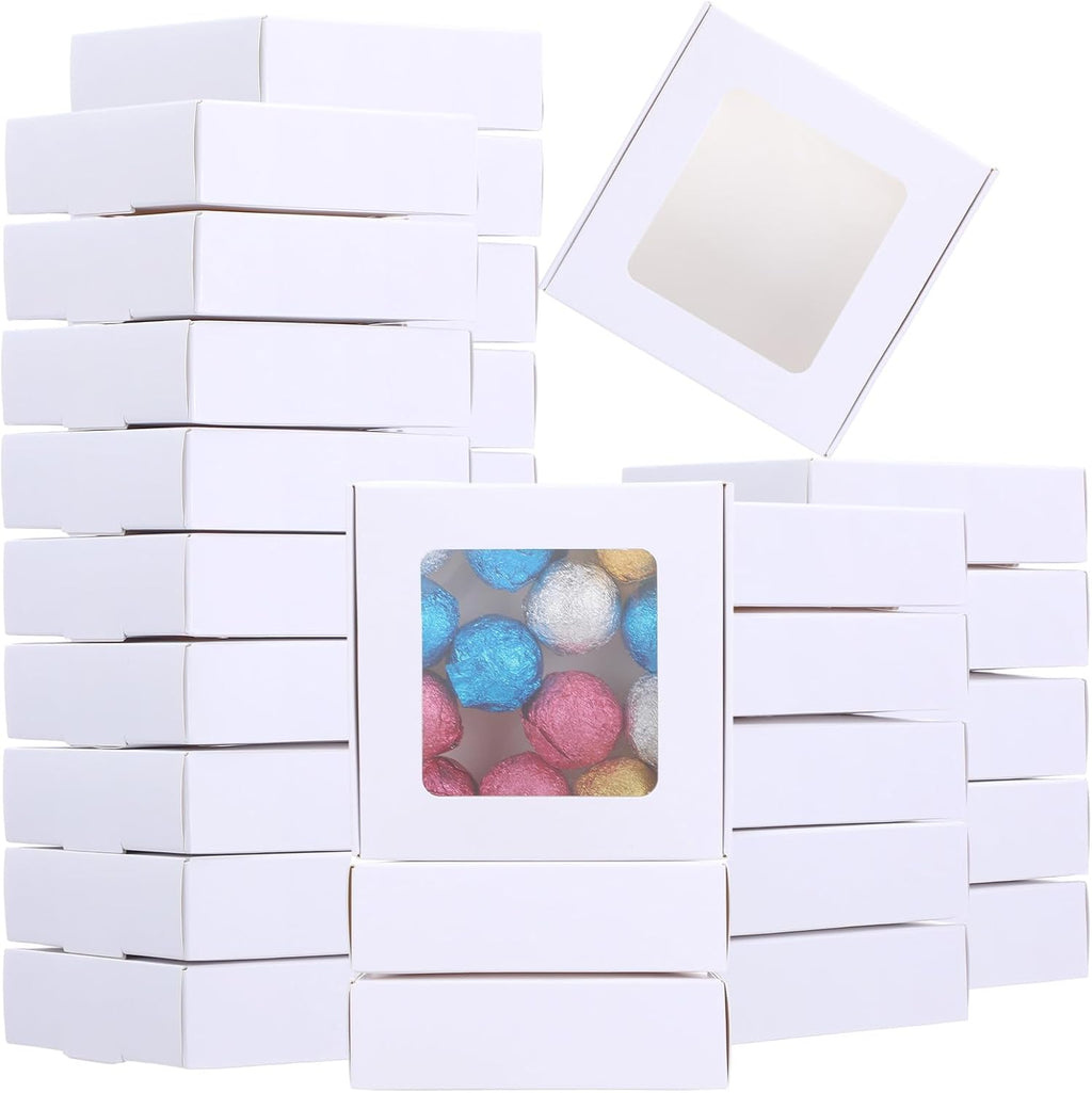 60 Pcs White Cookie Boxes With Window 4.3 x 4.1 x 1.2 Inch Candy Packaging, Small Gift Boxes, Soap holder, Mini Treat