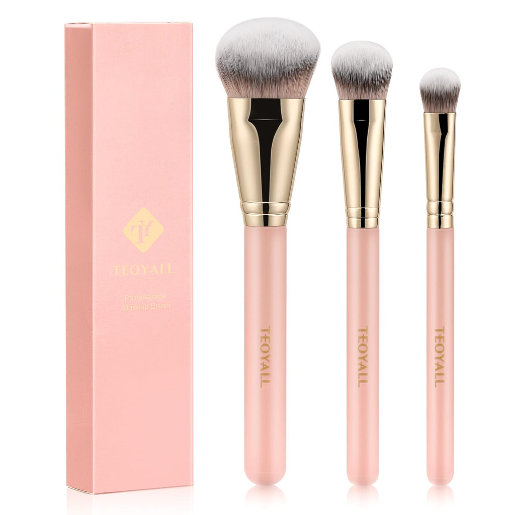 3Pcs Foundation Concealer Highlight Brush, Cat Paw Under Eye Brush | Large buffs foundation, blends contours, sweeps
