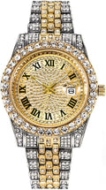 Unisex Crystal Watch Mens Or Womens Diamond Watches Luxury Stainless Steel Iced-Out Bracele Watch