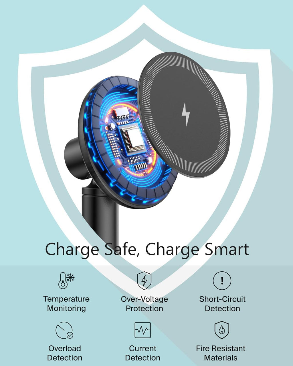 Mag Safe Charger Stand for iPhone 17/Air/16/15/14/13/12,15W Fast Charging | Magnetic Wireless Charger Compatible with