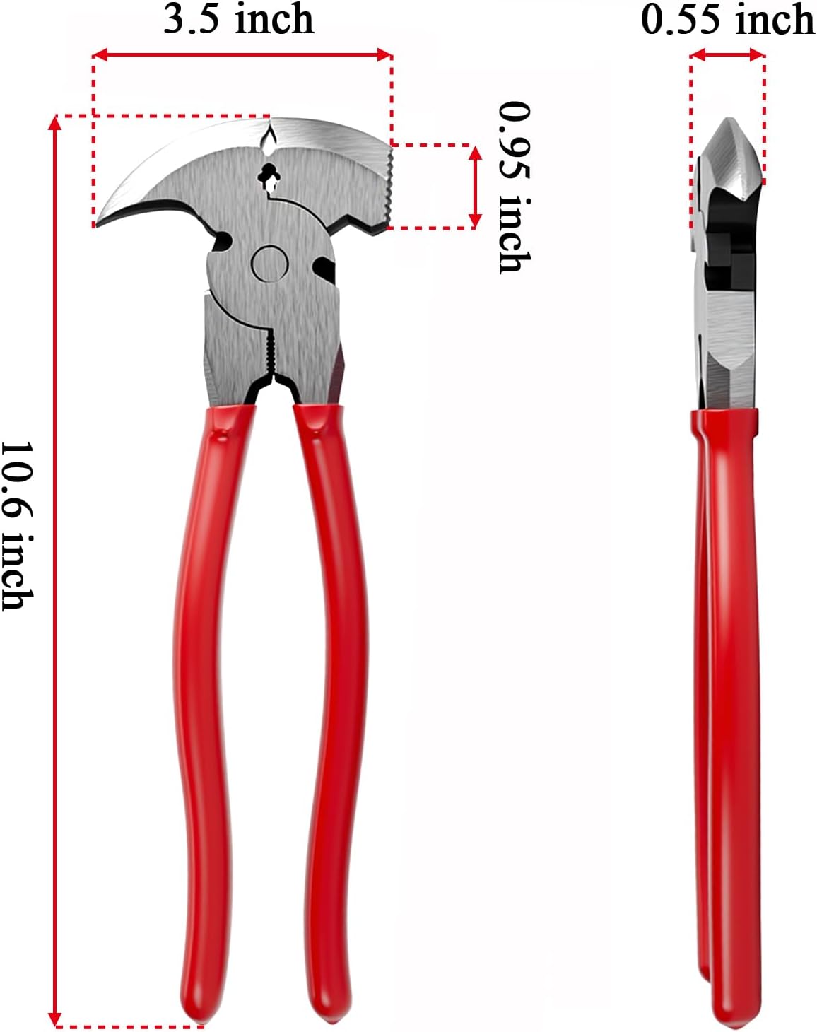 10.6 Inch Fencing Plier, Heavy Duty Fence Plier Tool, Barbed Wire Fence Cutter, Nail Puller