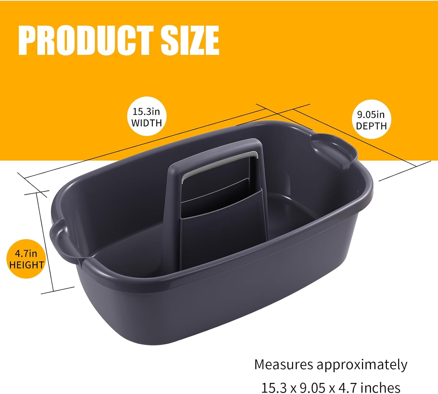 2-Pack Large Gray Cleaning Caddy for Cleaning Supplies with Handle - Portable Plastic Tote Organizer for Shower