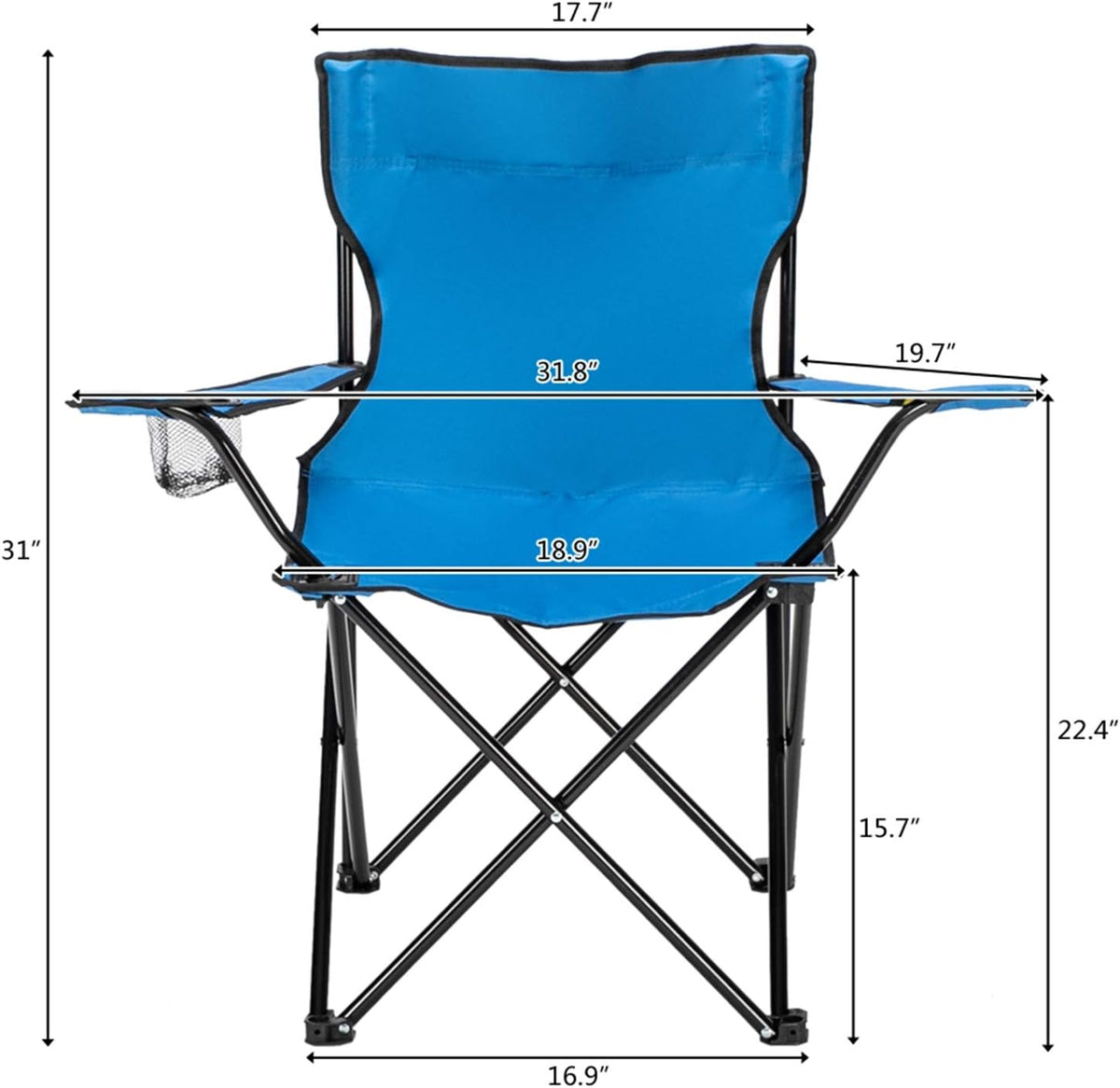 Camping Folding Chair,Portable Folding Chair with Arm Rest Cup Holder and Carrying and Storage Bag for Outdoor, Camp