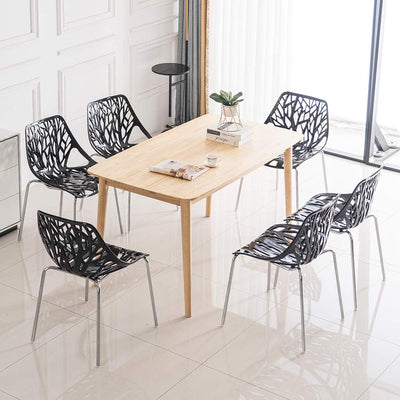 Modern Stackable Dining Chair 6 Pack, Stacking Outdoor Chairs, Black