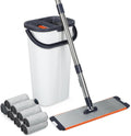 16" Flat Mop and Bucket Set with Wringer, Hands-Free