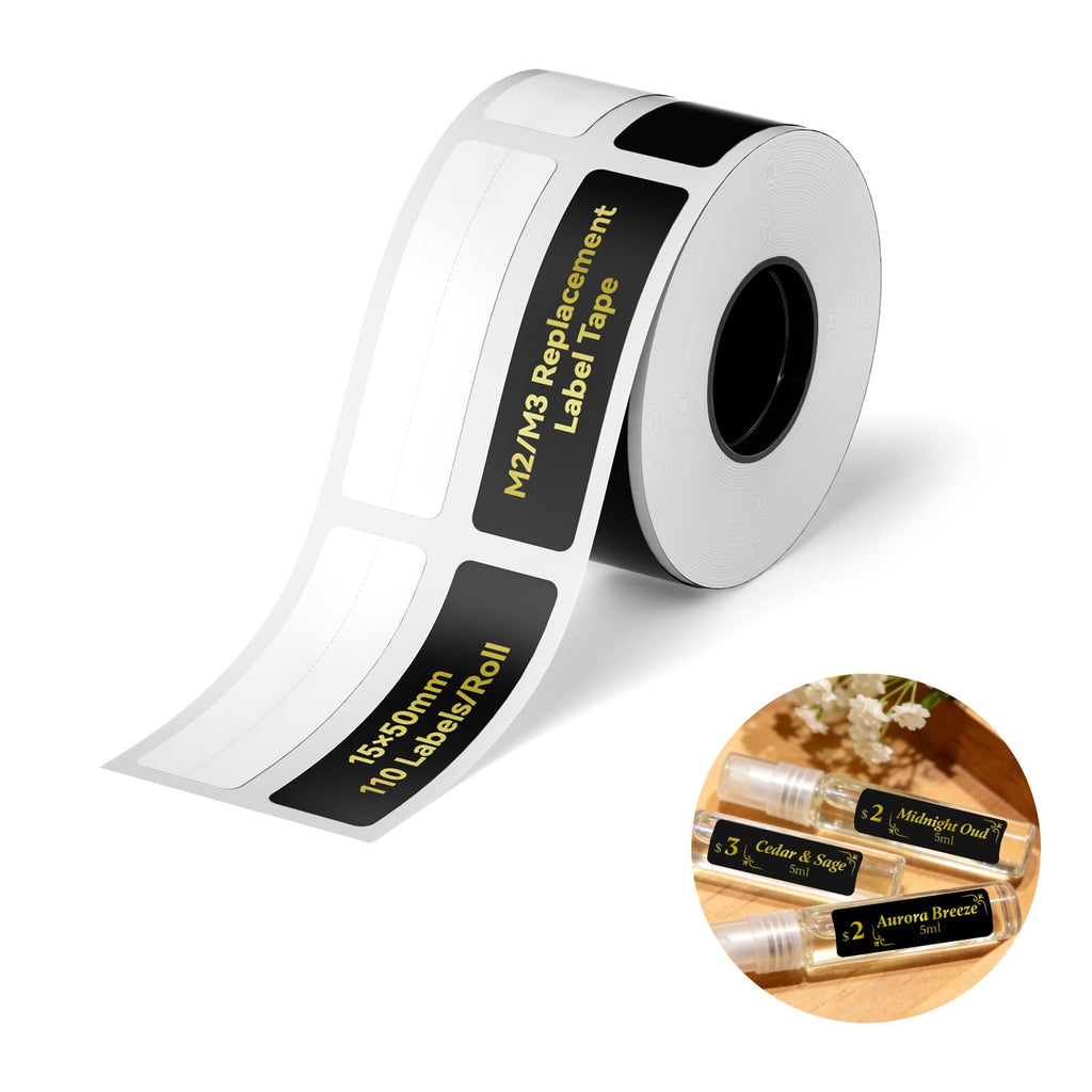 M2/M3 Self-Laminating Label Sticker 0.59''×1.97'', Black