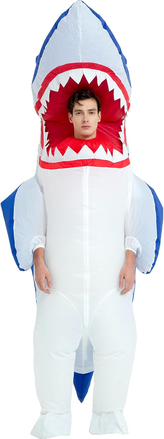 Halloween Inflatable Costume Adult,Blow Up Full Body Shark Suit Men Women