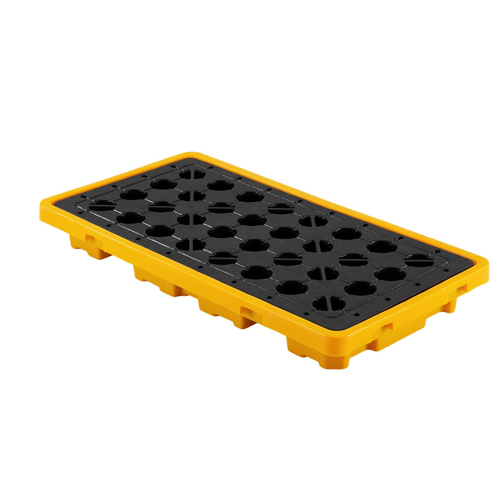 Spill Containment Pallet, 2 Drum Low Profile Spill Containment Modular Platform, 21 Gallon Sump, 4409 lbs Load