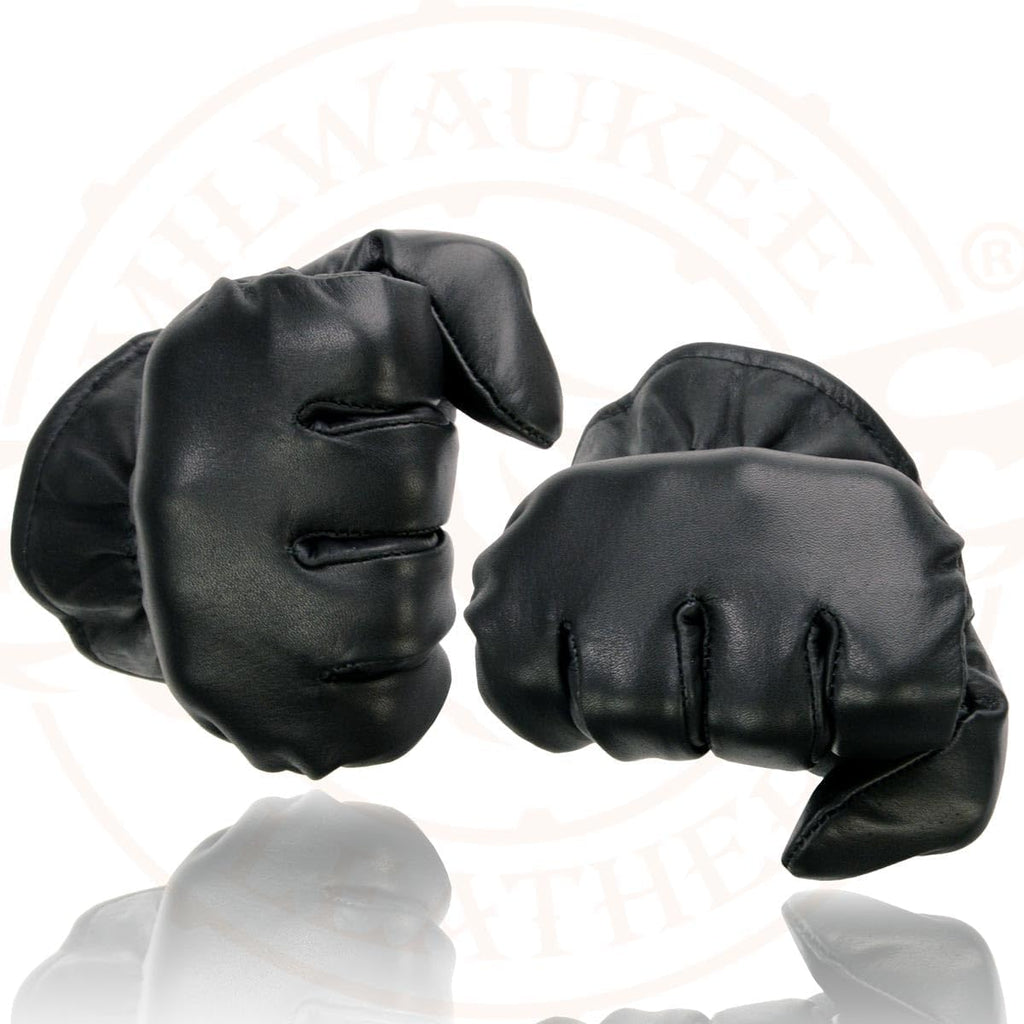 SH734 Men's Black Thermal Lined Leather Motorcycle Gloves w/Cinch Wrist Closure