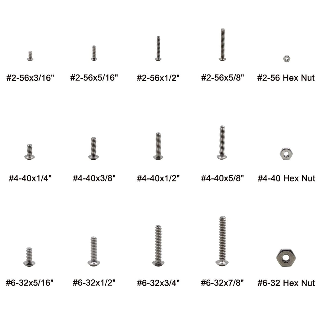 #2-56#4-40#6-32 UNC 304 SS Button-Head Socket Cap Screws & Nuts Kit