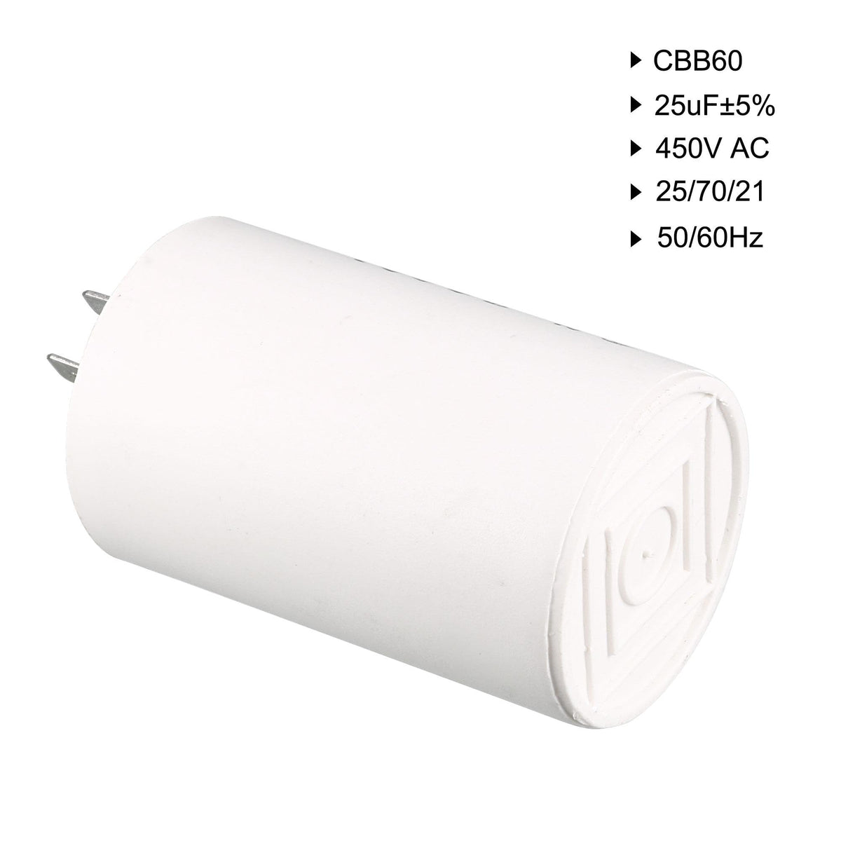 uxcell CBB60 Run Capacitor 25uF AC Double Insert Cylinder 73x44mm White