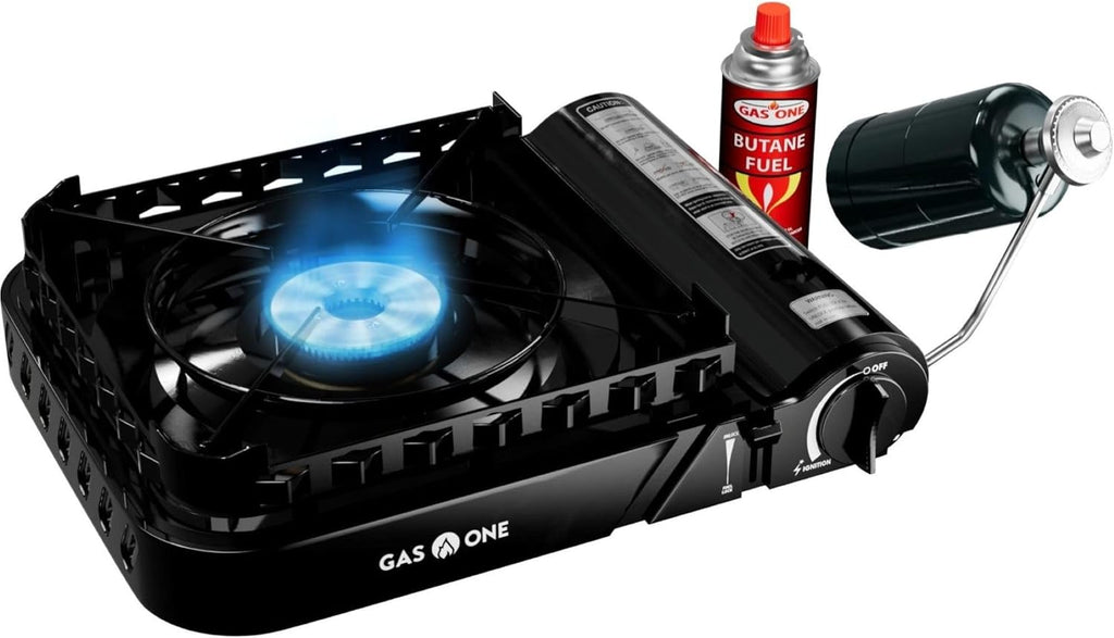 GasOne 15,000 BTU Propane or Butane Stove Dual Fuel Stove Portable Camping Stove - Patented - with Carrying Case