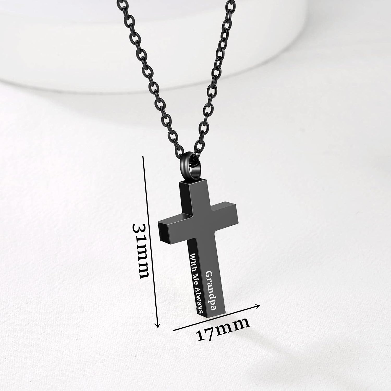 Cremation Jewelry Black Cross Urn Necklaces for Ashes for Women Men Human Ashes with Me Always Memorial Keepsake Pendant