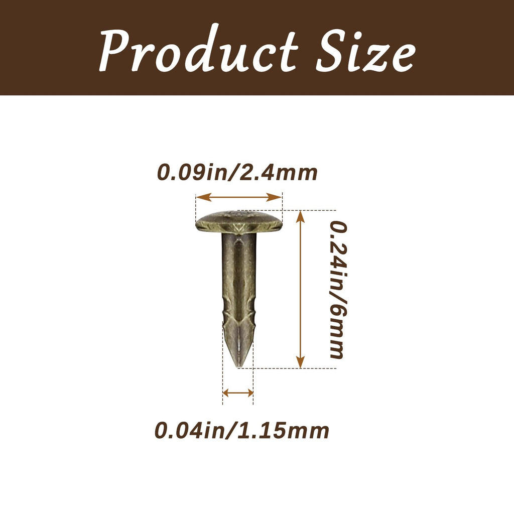 Tiny Brad Nails, Bronze, 1.2x6mm, 200 Pcs