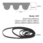 uxcell 8pcs 2GT Closed Loop Timing Belt Assorted Size 110mm 112mm 122mm 158mm 200mm 280mm 300mm 400mm Length, 6mm Width, 3D Printer Timing Belts