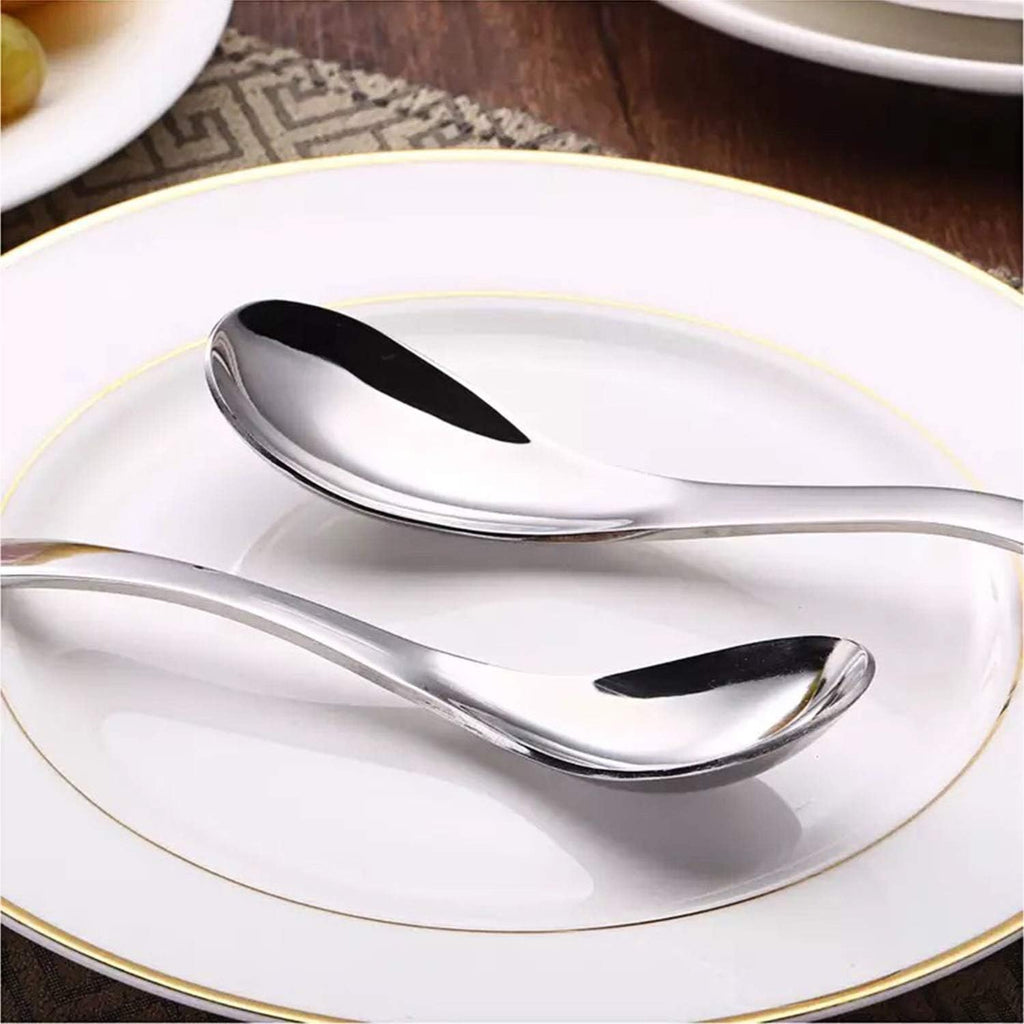 Soup Spoons,Heavy Duty Thick Short Handle Ramen Spoon, Set of 6