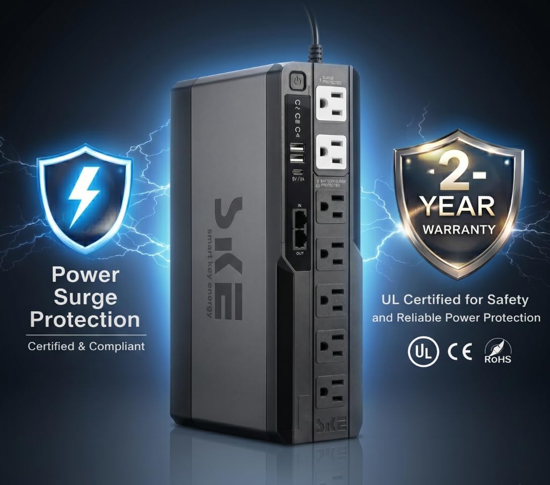 SKE 425VA/240W UPS Battery Backu Surge Protector for Computer UPS Battery Backup Uninterruptible Power Supply…, VL425