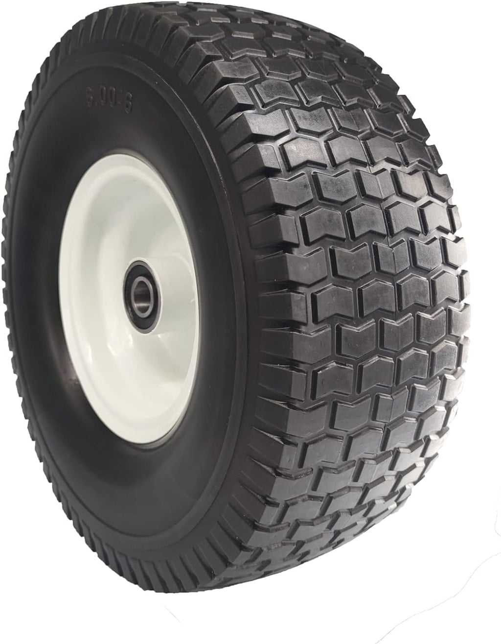 13x5.00-6 Flat Free Lawn Mower Tire with 3/4 & 5/8 Bearings, 3" Center Hub Flat Free Tire and Wheel for