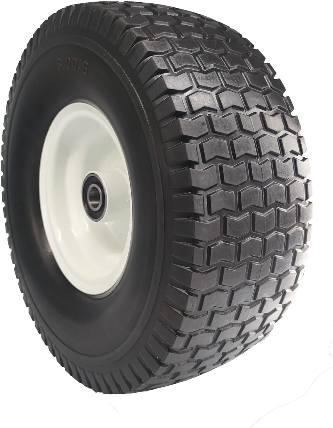 13x5.00-6 Flat Free Lawn Mower Tire with 3/4 & 5/8 Bearings, 3" Center Hub Flat Free Tire and Wheel for