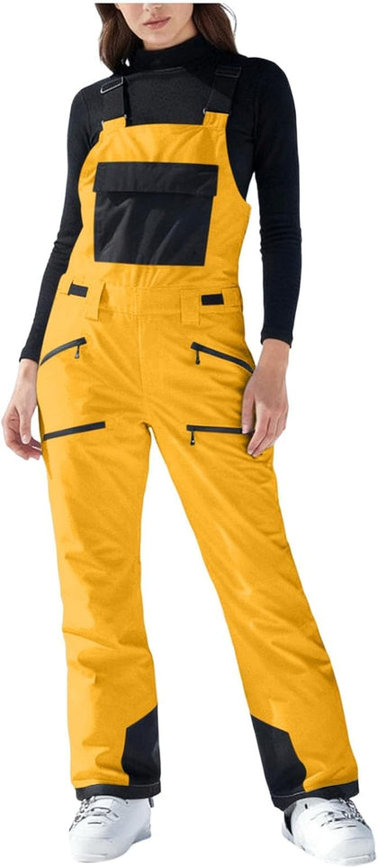 Women's Mens Snow Bibs Waterproof Insulated Snowboard Pants Winter Windproof Ski Overalls Adjustable Strap Snowsuit