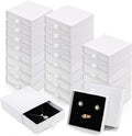 24 Pack White Cardboard Jewelry Gift Boxes Bulk, 3.5x3.5x1.2 Inch