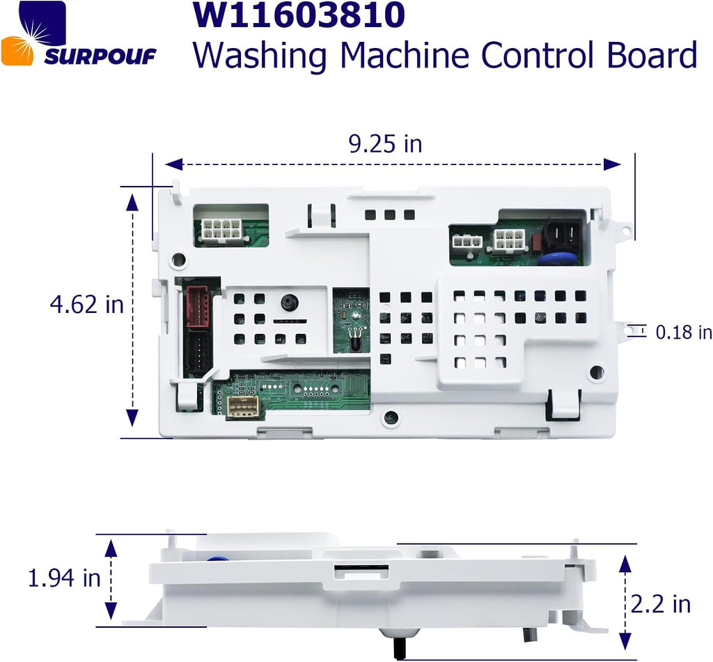 W11603810 W11578565 Washer Control Board Compatible with Whirlpool Replacement 4980453 AP7193495 FIX16744838 WTW4816FW3
