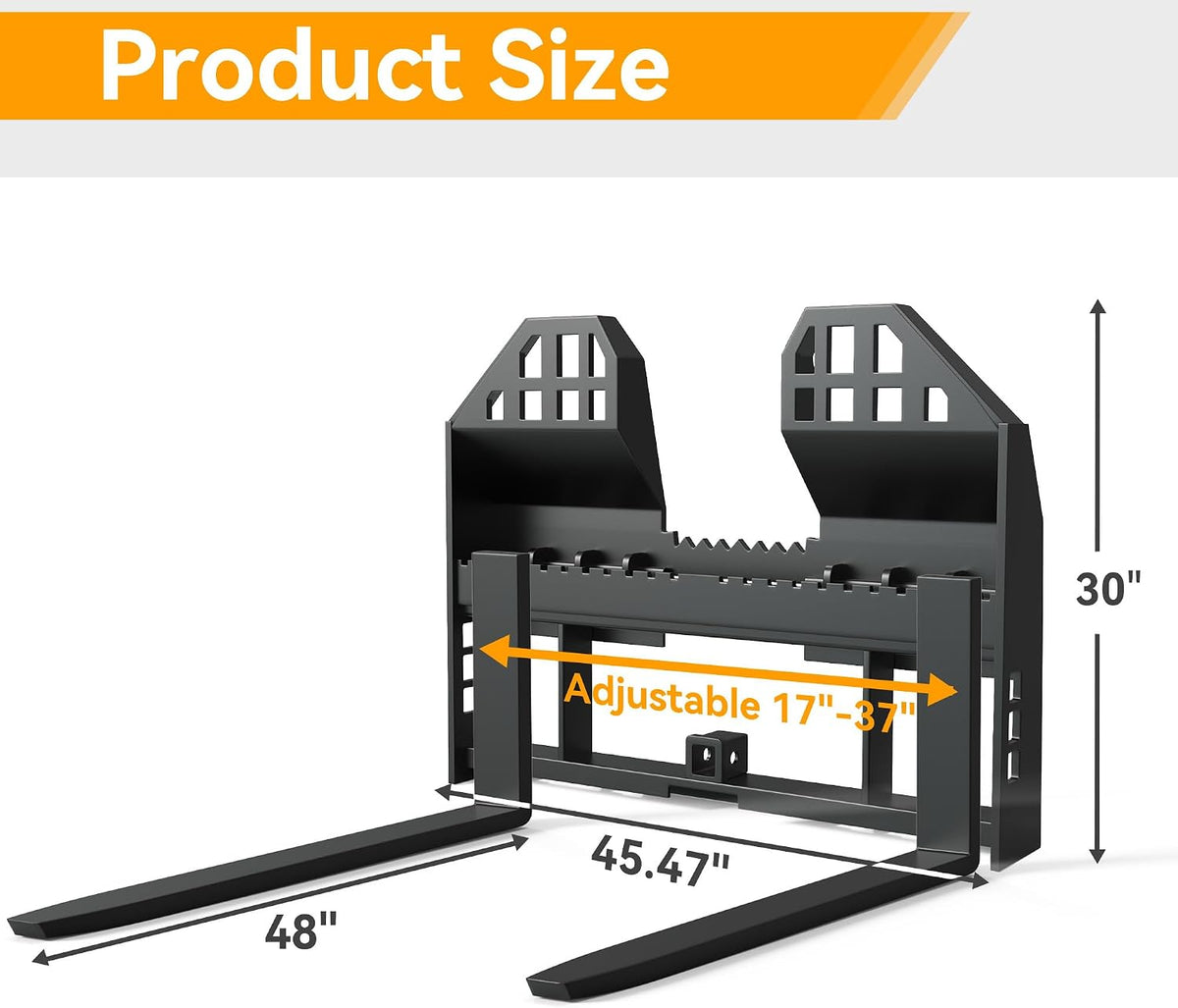 45" Skid Steer Pallet Fork Frame Pallet Forks 4000lbs 48" Fork Blades fit for Kubota Bobcat Skid Steer Quick Tach