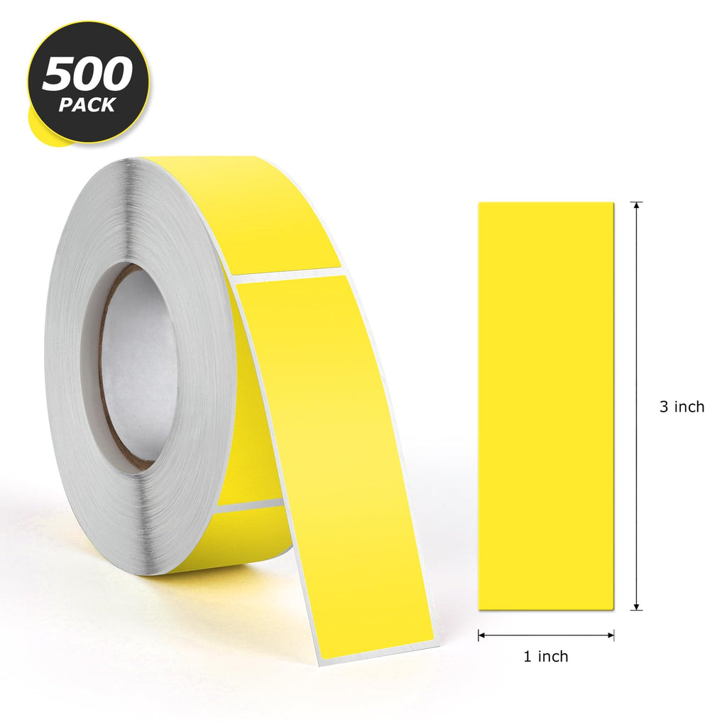 Yellow Rectangle Labels 3" x 1" Color Coding Stickers Roll 500 Pcs