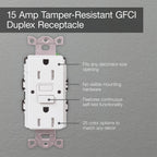 Lutron 15 Amp Tamper-Resistant GFCI Duplex Receptacle in Black