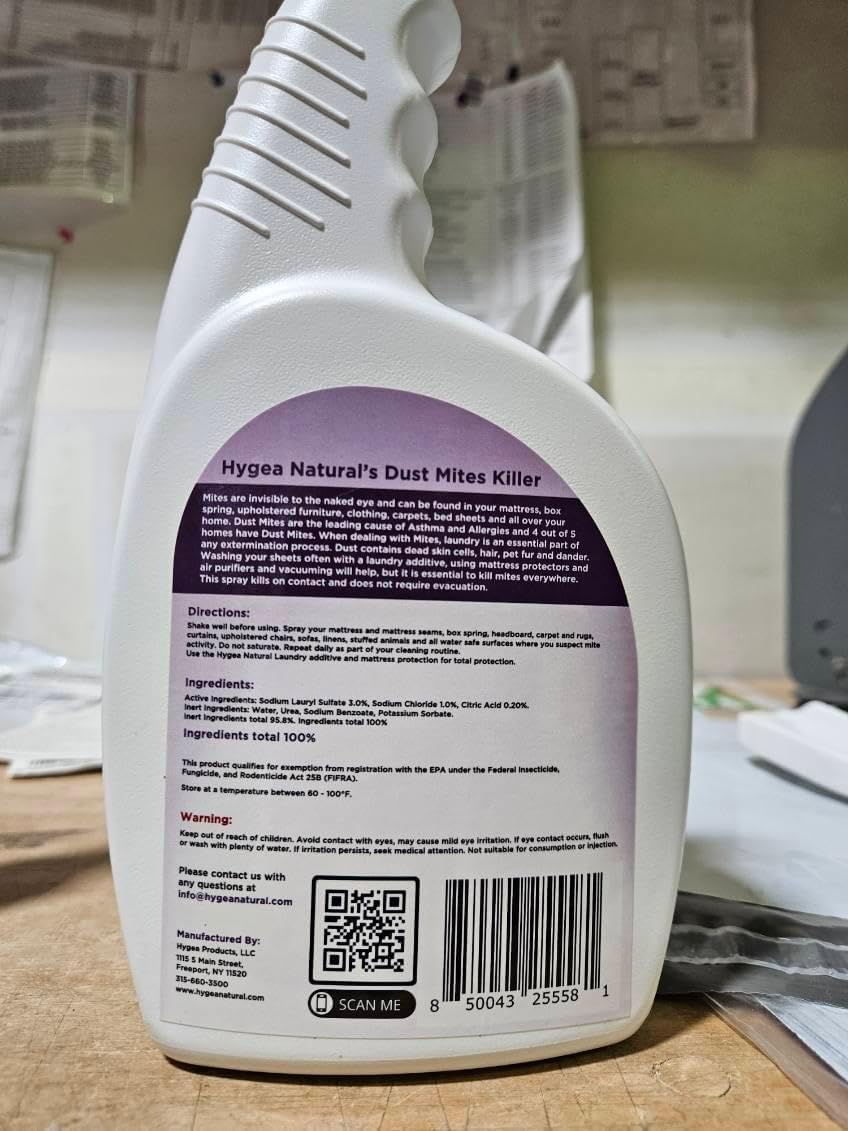 Dust Mite Killer Spray 24 oz Unscented | Eliminates Dust Carpet Rodent Bird & Scabies Mites | Child & Pet Friendly |