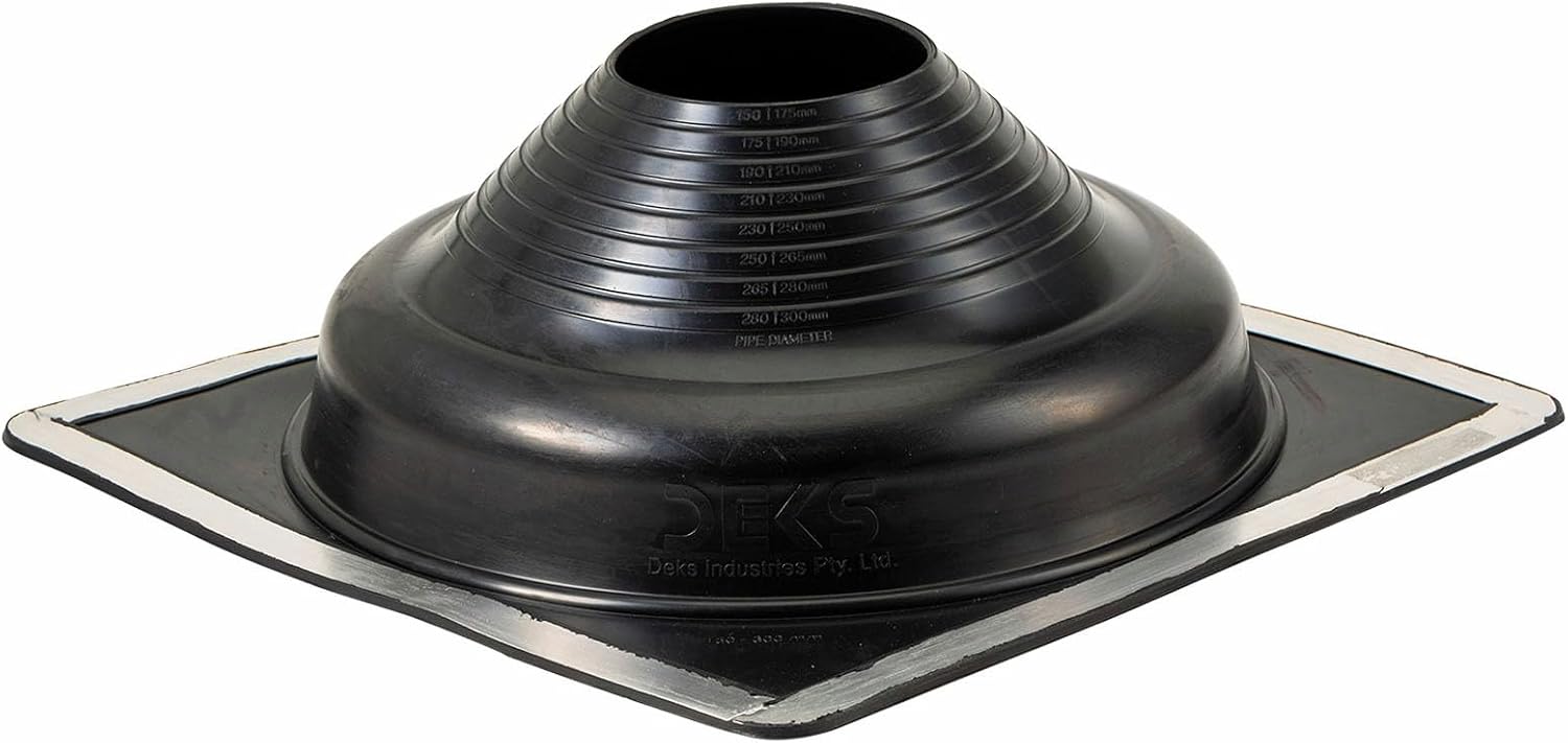 #7 (DFE107B) Square Black EPDM Flexible Pipe Flashing, Roof Jack, Pipe Boot Flashing (for OD Pipe Sizes 6" - 12")