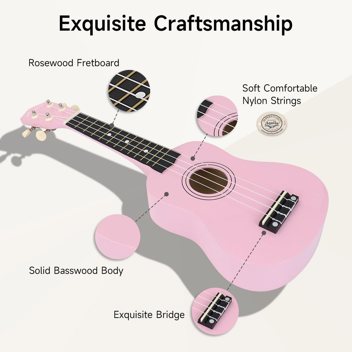 Soprano Ukulele for Kids 21 Inch Hawaiian Wood Ukelele Beginner Kit | Incl. Online Lesson Gig Bag Strap Nylon String