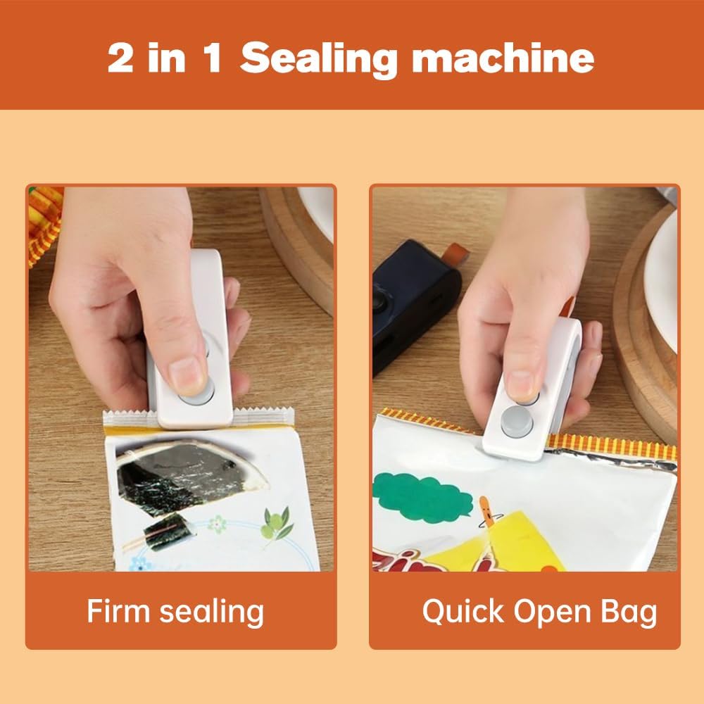 Mini Bag Sealer, 2026 New 2 in 1 Magnetic Food Sealer, USB Rechargeable Chip Bag Sealer Heat Seal Tool, Portable