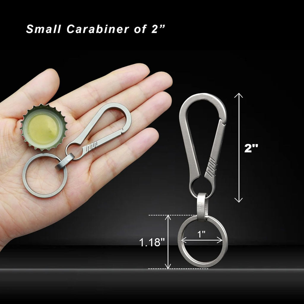 Key Clip Carabiner Keychain Small Titanium | Heavy Duty, Key Holder, Secure Key Chain Clips, Ultra-Light, Stronger