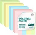 600 Sheets Colored Copy Paper 8.5" x 11", Colored Printer Paper 80GSM Thick