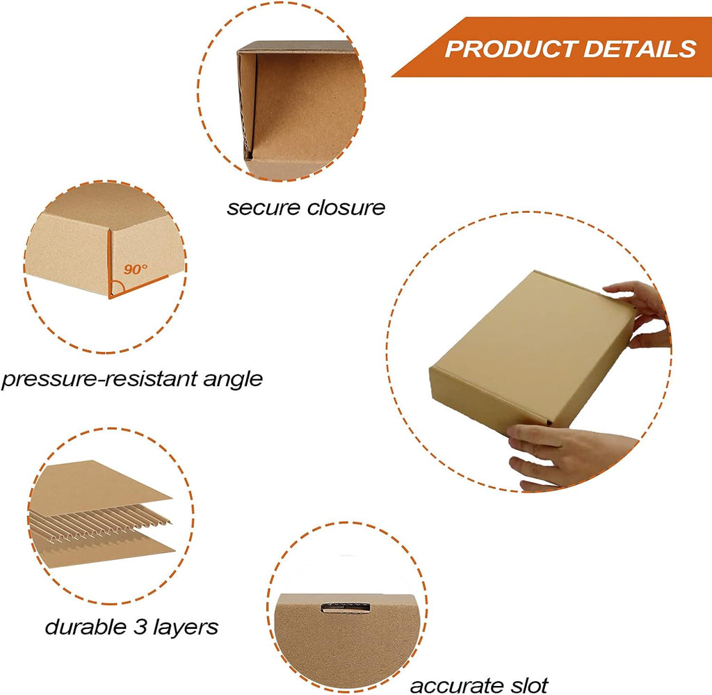 25 Pack 9x6x2 inch Small Shipping Boxes, Brown Mailing Boxes