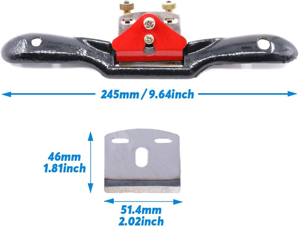 10'' Adjustable SpokeShave with Flat Base, Metal Blade Hand Tool Perfect for Wood Craft and Wood Working