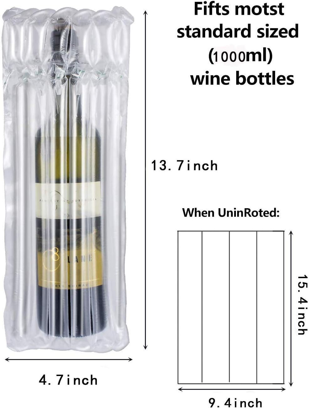 Wine Bottle Protector Travel Bags, 50 Pack Inflatable Air Column Packaging Bubble Cushion Wrap for Suitcase Luggage