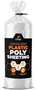 Clear Plastic Sheeting – 10' x 25' Roll – Heavy Duty 3 Mil Poly Sheet – Waterproof, Dustproof, Vapor Barrier – for
