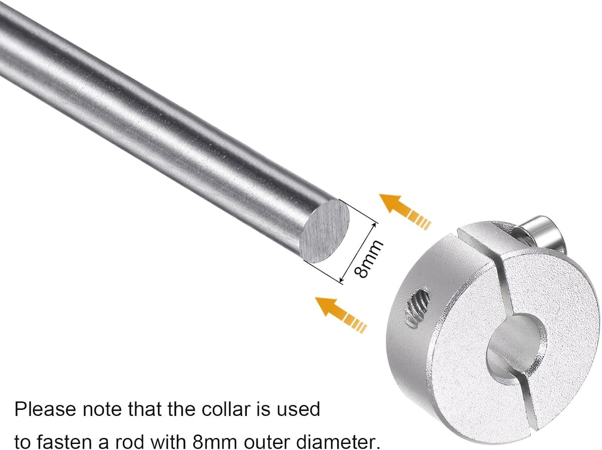 HARFINGTON 4pcs Double Split Shaft Collar for 8mm Shaft Set Screw Clamp-On Collars, 25mm OD, 10mm Width, for Stoppers, Position, Hold Timing Pulleys, Machine Tools, Industry, Anodization